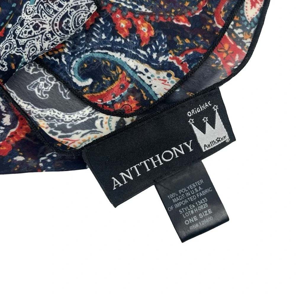 Anthony Paisley Scarf Navy Red Teal Boho Lightweight 70